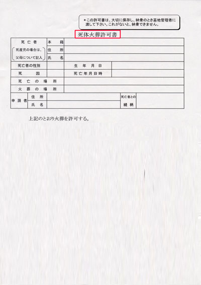 納骨する際の許可書